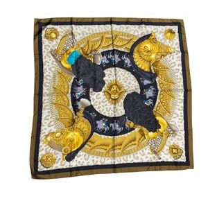 Vintage Hermes "Casques et Plumets" Silk Scarf Carre 90, by Julie Abadie in 1989